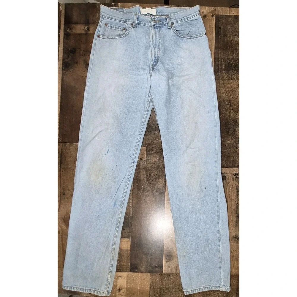 Vintage Levis 550 Baggy Jeans Men 32x36 Blue Denim Y2K Paint Distressed 2000s 02